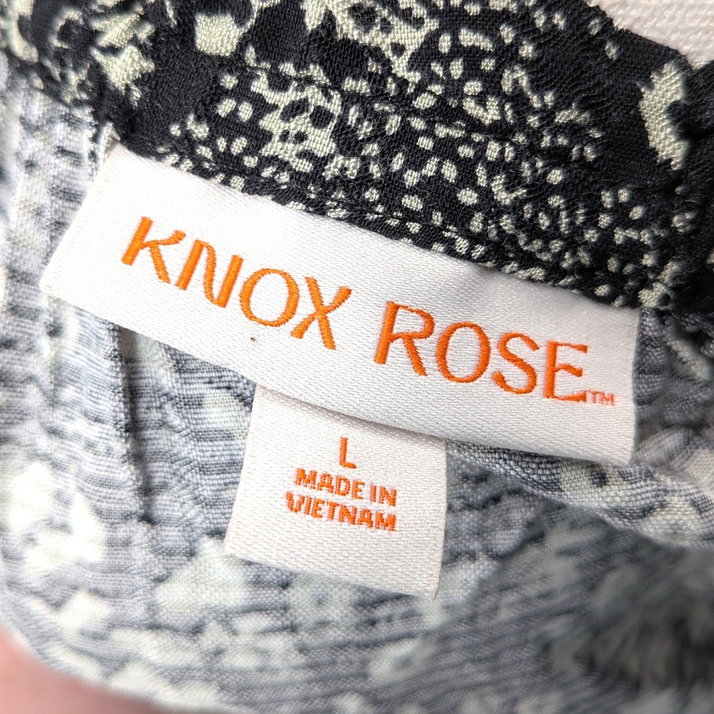 Knox Rose Floral Midi Dress Black Boho Peasant Smocked Long Sleeve Size L - Picture 3 of 8